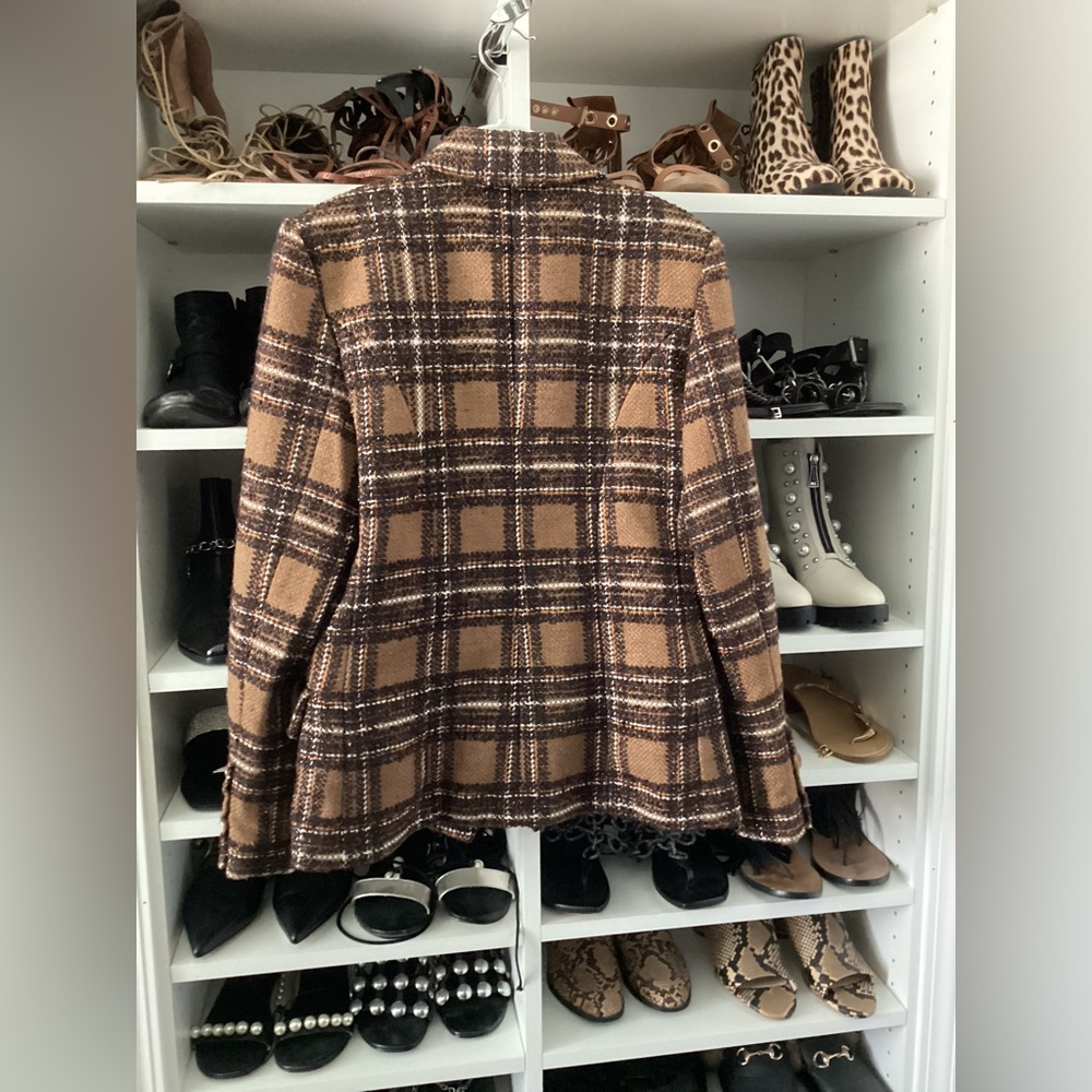 Lagence Brown Plaid Double-Breasted Women's Blazer - Picture 4 of 6